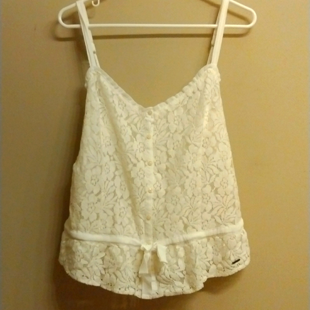 HOLLISTER- Lace Button Up Camisole size L